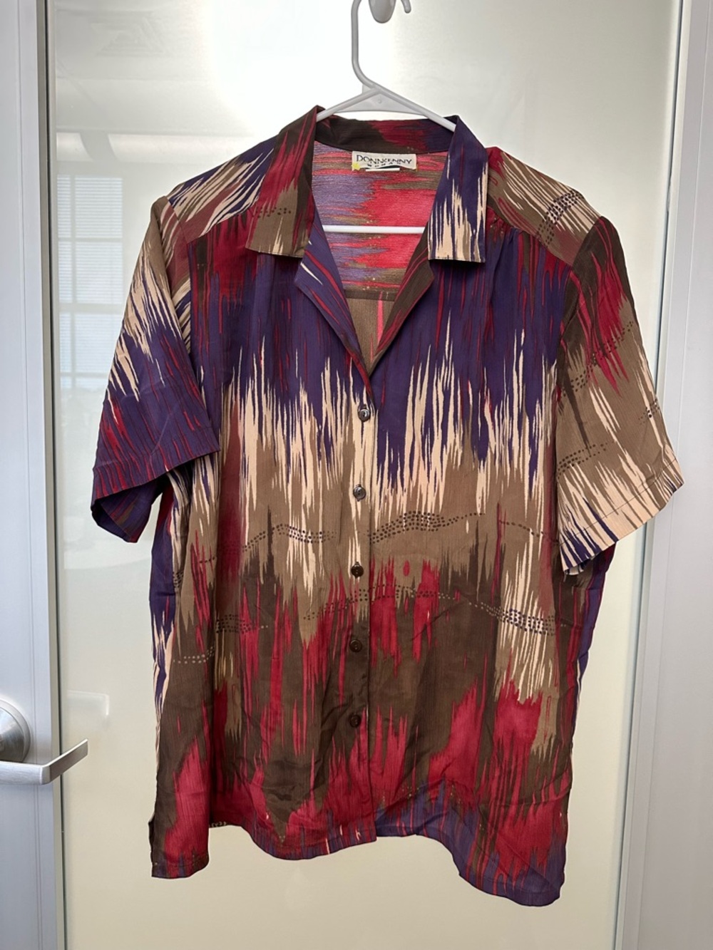 Donnkenny abstract print button-up short-sleeve top size 1X Vintage